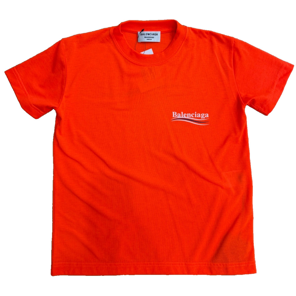 Balenciaga Wardrobe Unisex Political Campaign Logo Neon Orange Tee T-Shirt Small